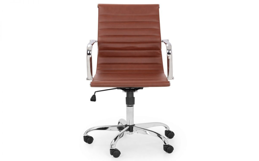 Gio Office Chair - Brown & Chrome - The Bed House