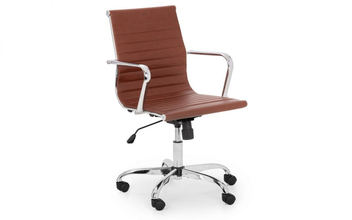 Gio Office Chair - Brown & Chrome - The Bed House