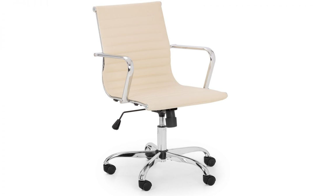 Gio Office Chair - Ivory & Chrome - The Bed House