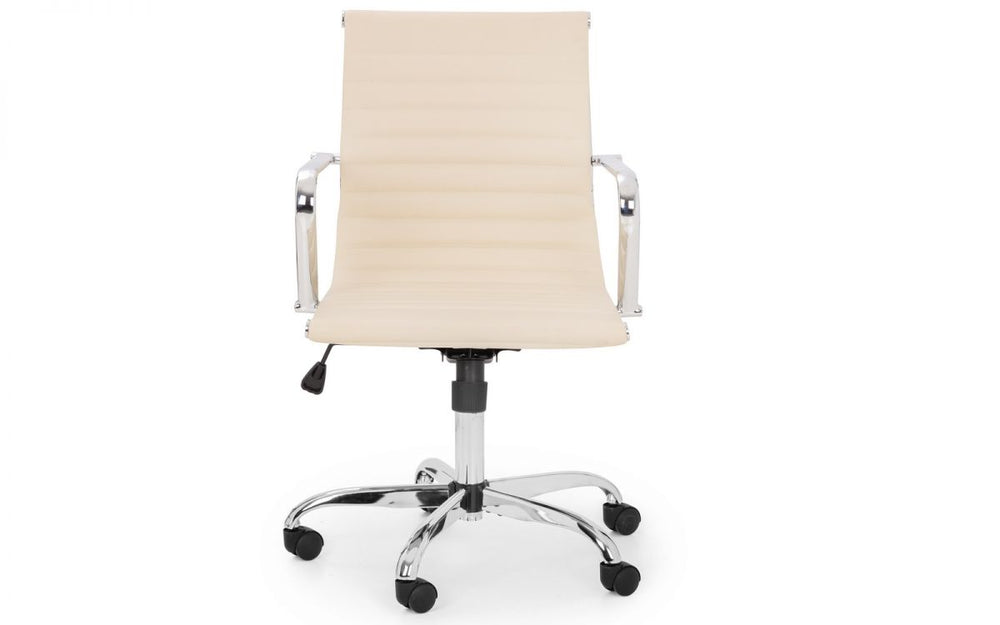 Gio Office Chair - Ivory & Chrome - The Bed House