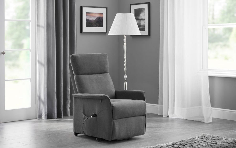 Helena Rise & Recliner - Charcoal Fabric - The Bed House