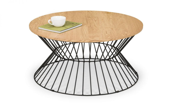 Jersey Round Wire Coffee Table - Oak - The Bed House