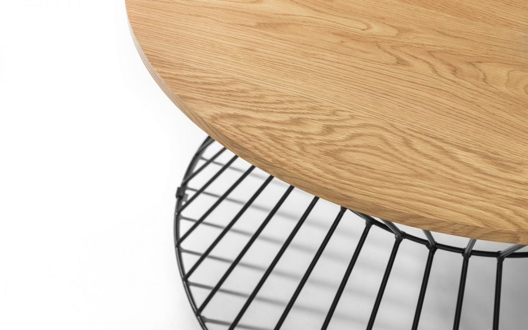 Jersey Round Wire Coffee Table - Oak - The Bed House