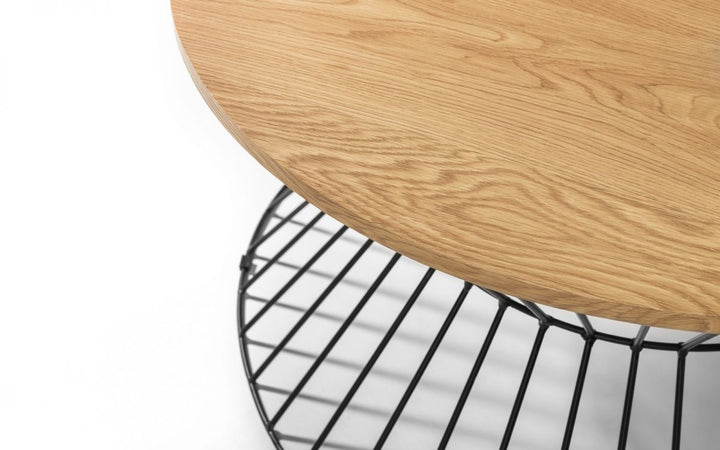 Jersey Round Wire Coffee Table - Oak - The Bed House