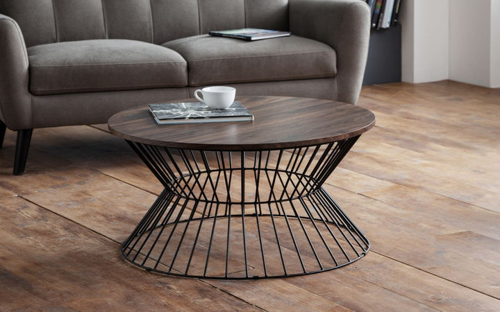 Jersey Round Wire Coffee Table - Walnut - The Bed House