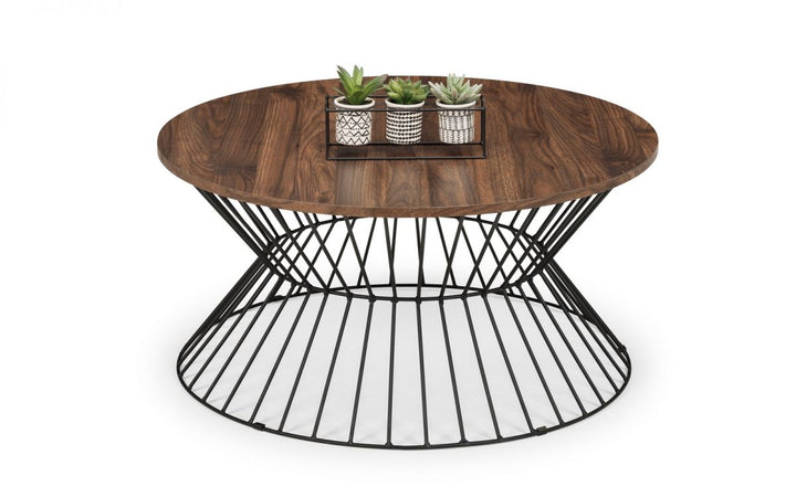 Jersey Round Wire Coffee Table - Walnut - The Bed House