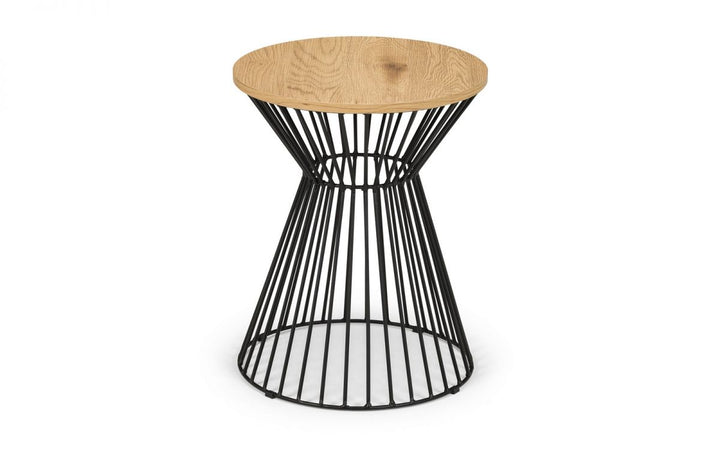 Jersey Round Wire Lamp Table - Oak - The Bed House