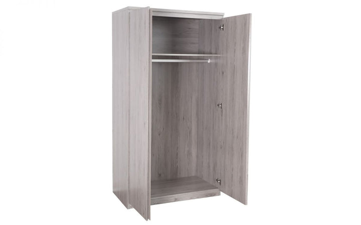 Jupiter 2 Door Wardrobe - Grey Oak - The Bed House