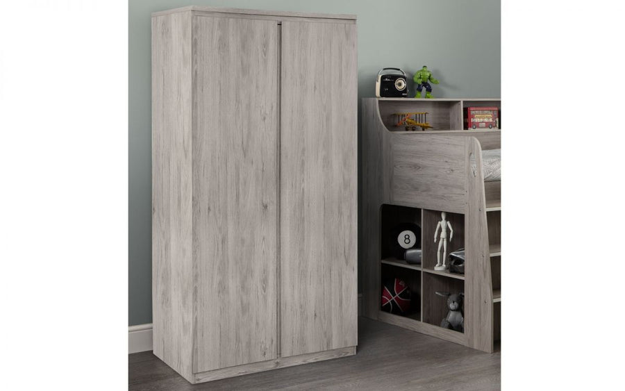 Jupiter 2 Door Wardrobe - Grey Oak - The Bed House