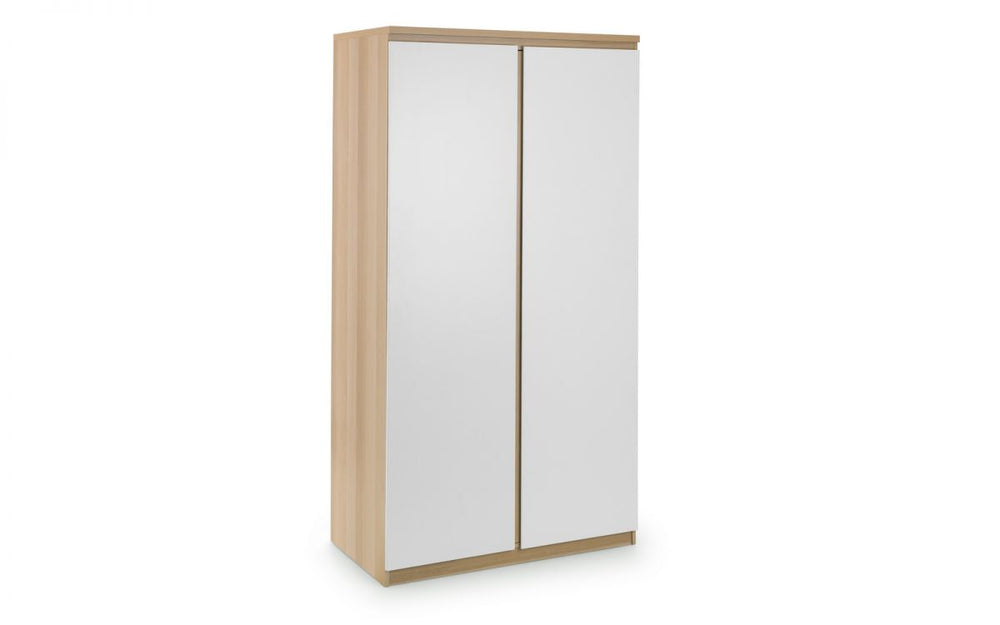 Jupiter 2 Door Wardrobe - White/Oak - The Bed House