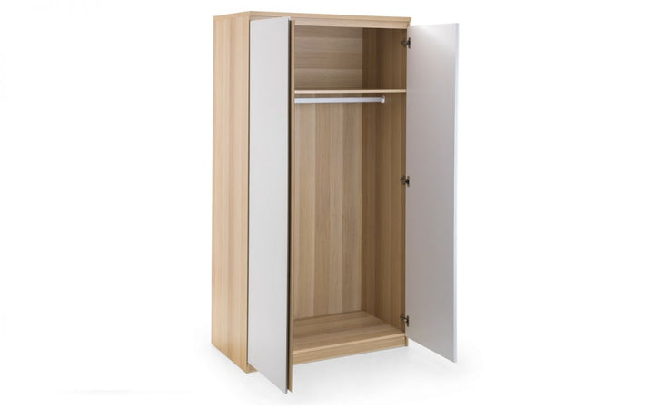 Jupiter 2 Door Wardrobe - White/Oak - The Bed House