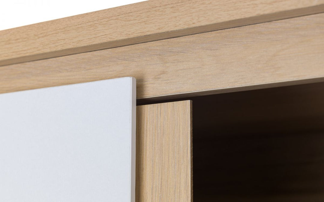 Jupiter 2 Door Wardrobe - White/Oak - The Bed House