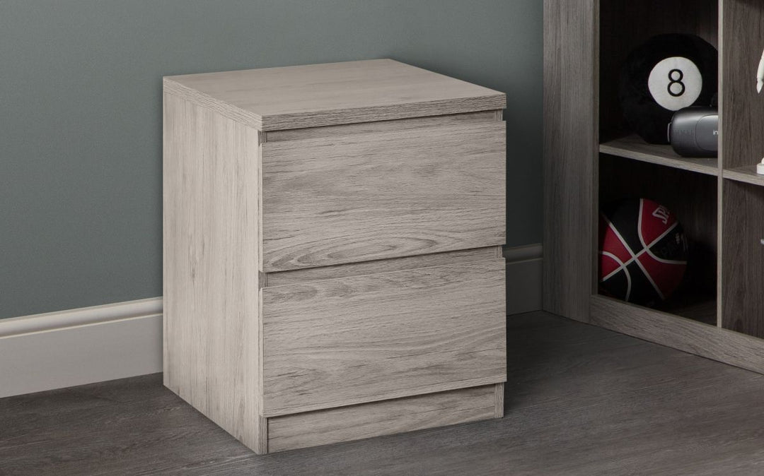 Jupiter 2 Drawer Bedside - Grey Oak - The Bed House