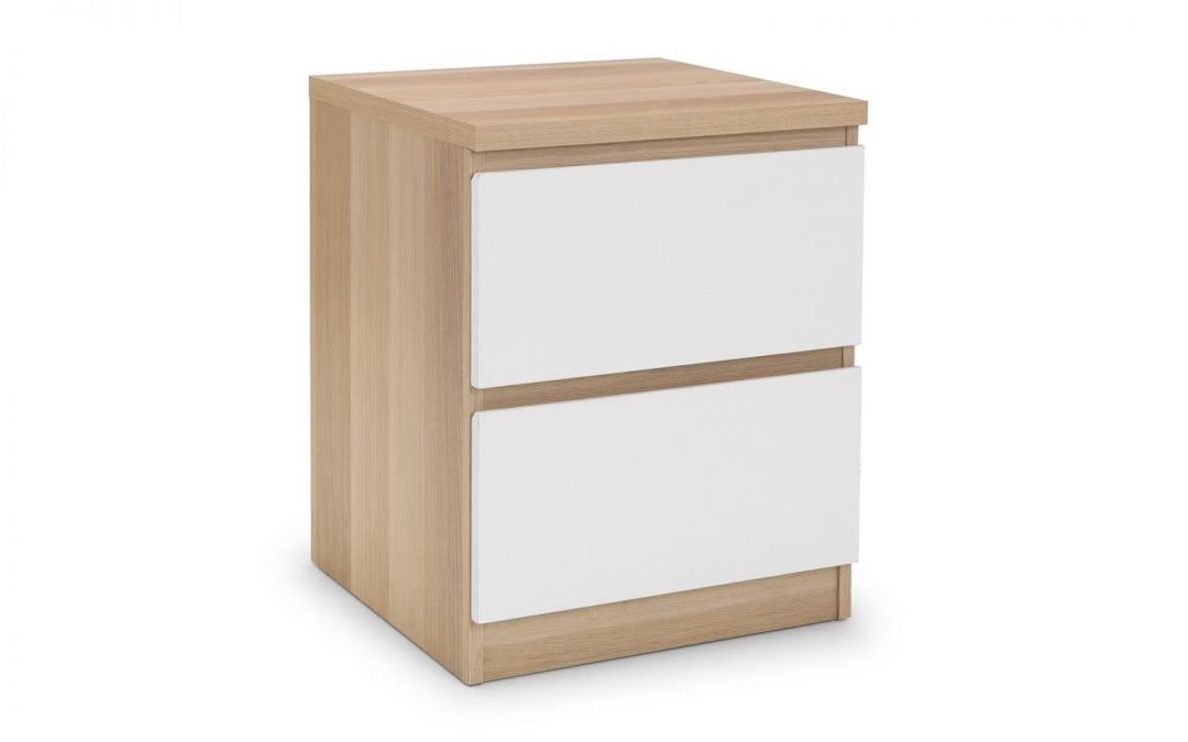 Jupiter 2 Drawer Bedside - White/Oak - The Bed House