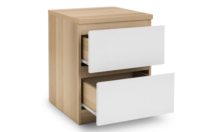 Jupiter 2 Drawer Bedside - White/Oak - The Bed House