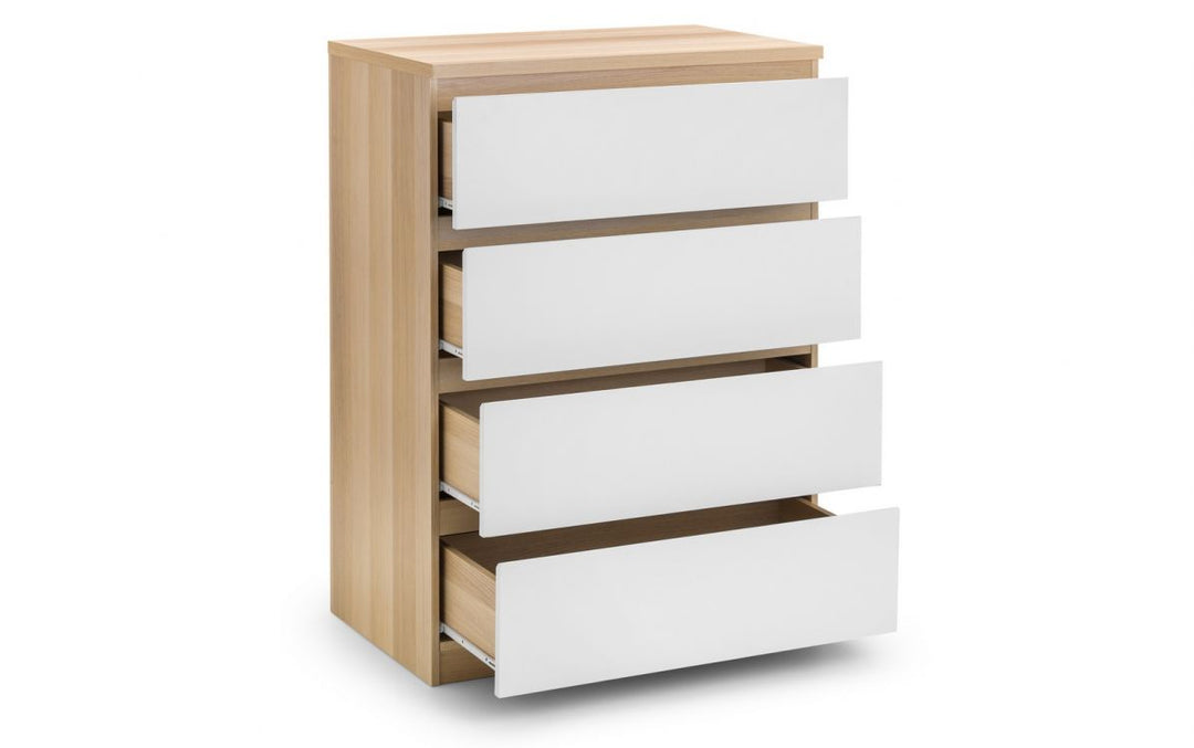 Jupiter 4 Drawer Chest - White/Oak - The Bed House