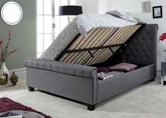 Layla Ottoman Bed - Charcoal Grey - The Bed House