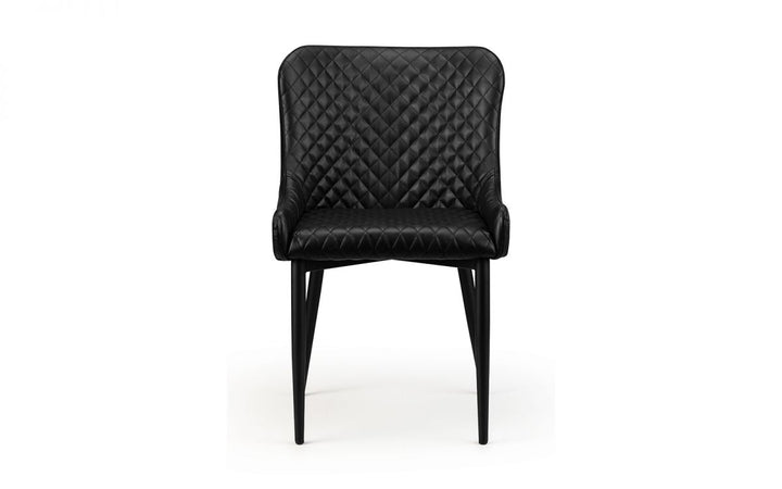 Luxe Faux Leather Dining Chair - Black - The Bed House