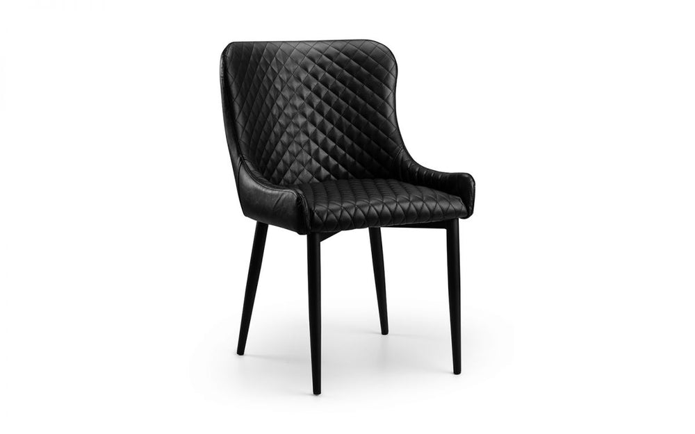 Luxe Faux Leather Dining Chair - Black - The Bed House