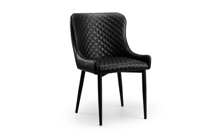 Luxe Faux Leather Dining Chair - Black - The Bed House