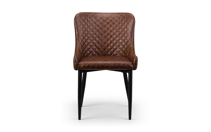 Luxe Faux Leather Dining Chair - Brown - The Bed House