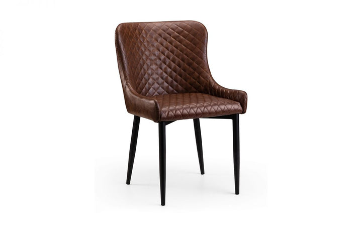 Luxe Faux Leather Dining Chair - Brown - The Bed House