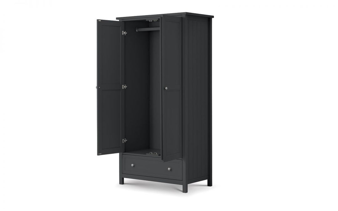 Maine 2 Door Combination Wardrobe - Anthracite - The Bed House