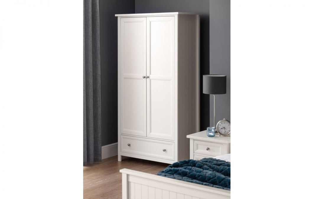 Maine 2 Door Combination Wardrobe - Surf White - The Bed House