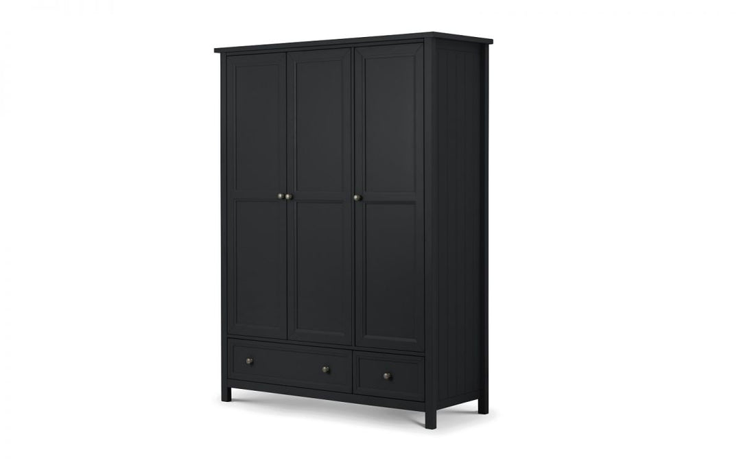 Maine 3 Door Combination Wardrobe - Anthracite - The Bed House