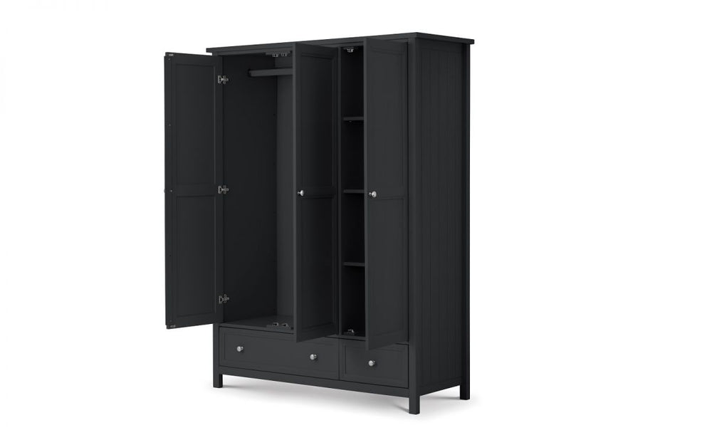 Maine 3 Door Combination Wardrobe - Anthracite - The Bed House