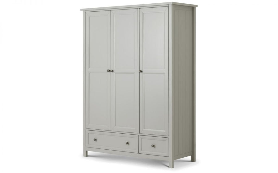 Maine 3 Door Combination Wardrobe - Dove Grey - The Bed House