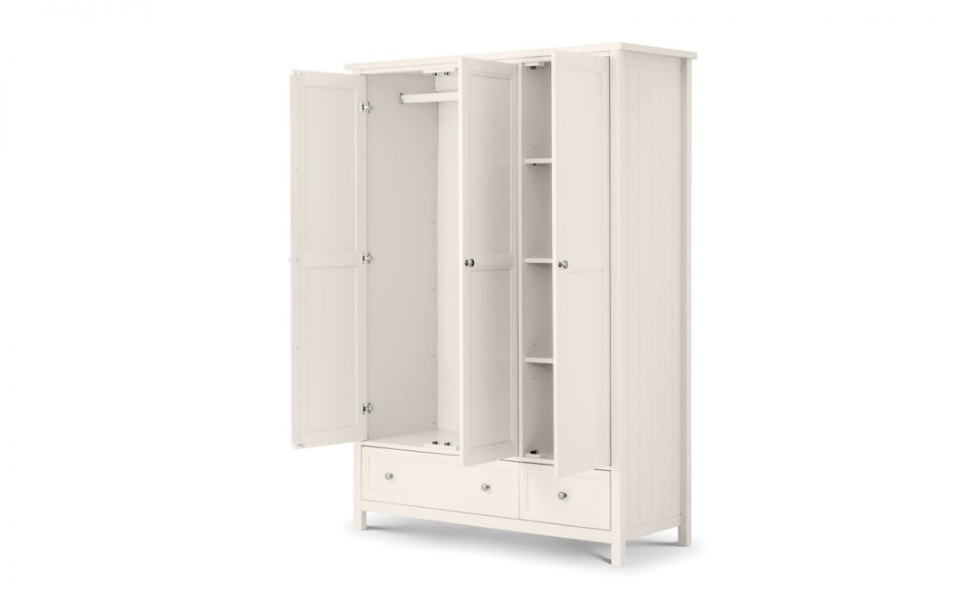 Maine 3 Door Combination Wardrobe - Surf White - The Bed House