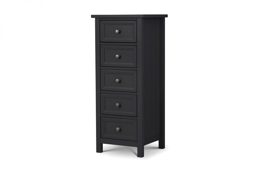 Maine 5 Drawer Tall Chest - Anthracite - The Bed House