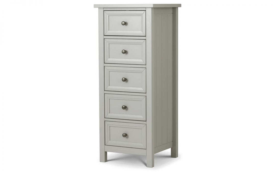 Maine 5 Drawer Tall Chest - Dove Grey - The Bed House