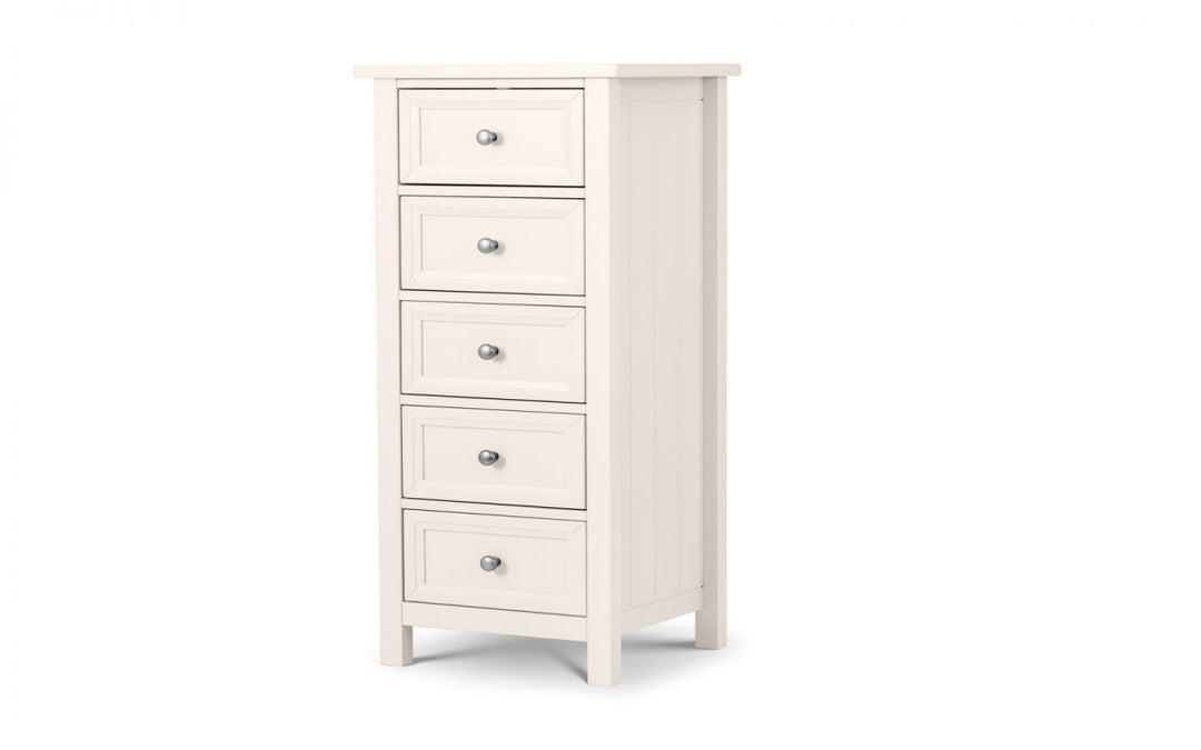 Maine 5 Drawer Tall Chest - Surf White - The Bed House