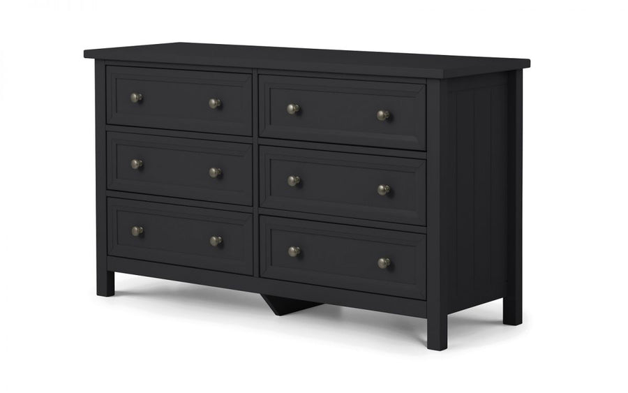 Maine 6 Drawer Wide Chest - Anthracite - The Bed House