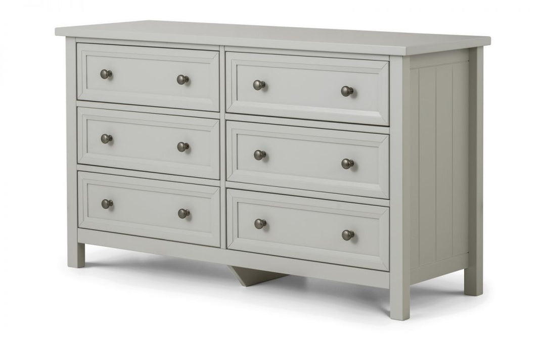 Maine 6 Drawer Wide Chest - Dove Grey - The Bed House