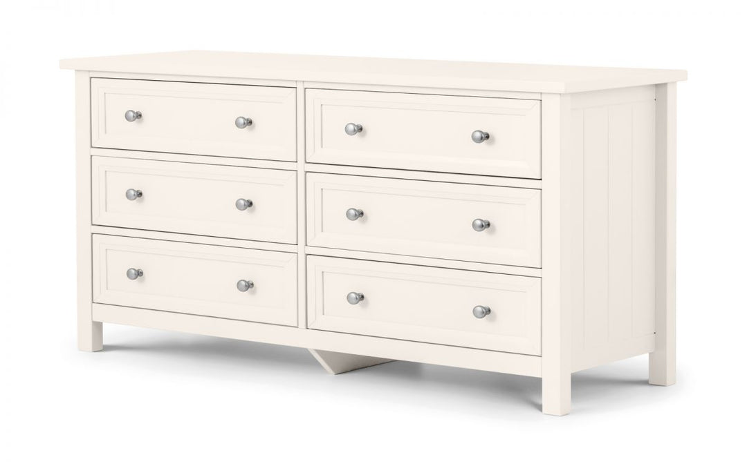 Maine 6 Drawer Wide Chest - Surf White - The Bed House