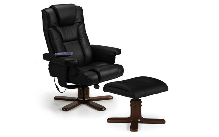 Malmo Massage Recliner & Stool - Black - The Bed House