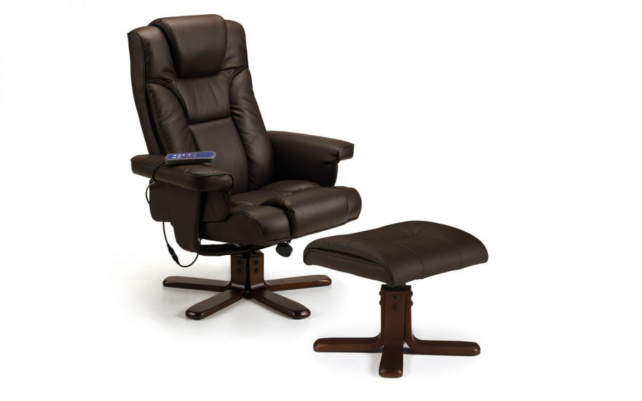 Malmo Massage Recliner & Stool - Brown - The Bed House