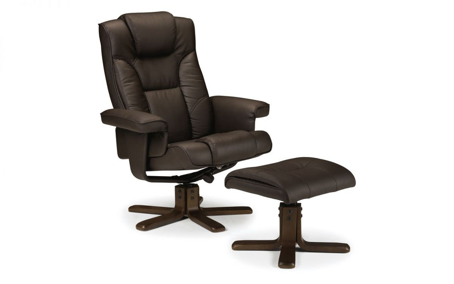 Malmo Recliner & Footstool - Brown - The Bed House