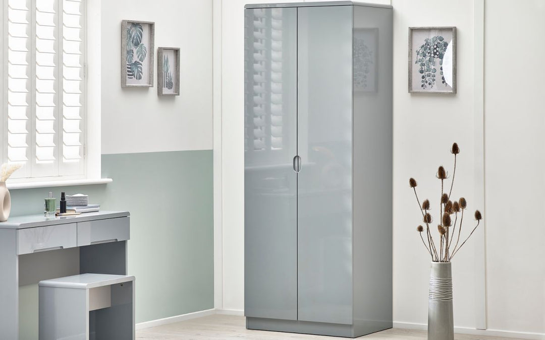 Manhattan 2 Door Wardrobe - Grey - The Bed House