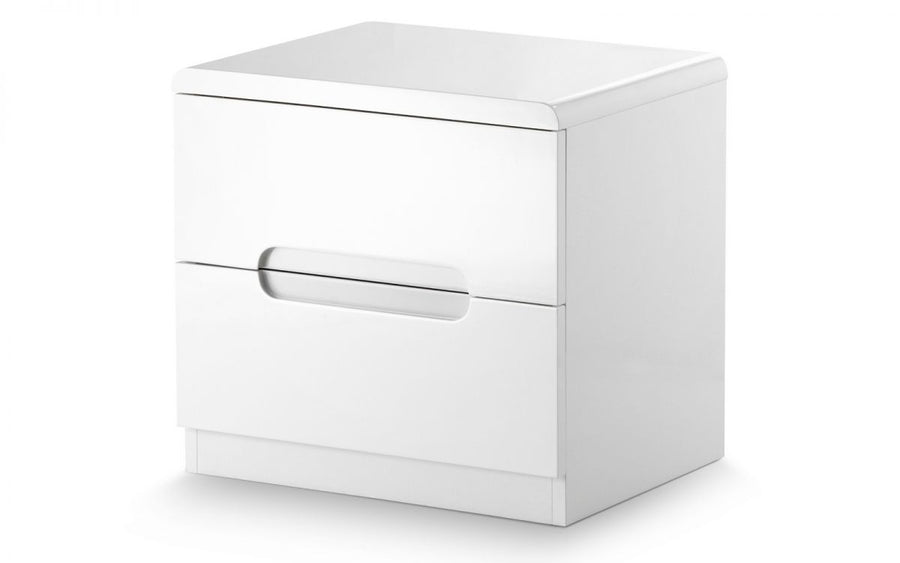 Manhattan 2 Drawer Bedside - White - The Bed House