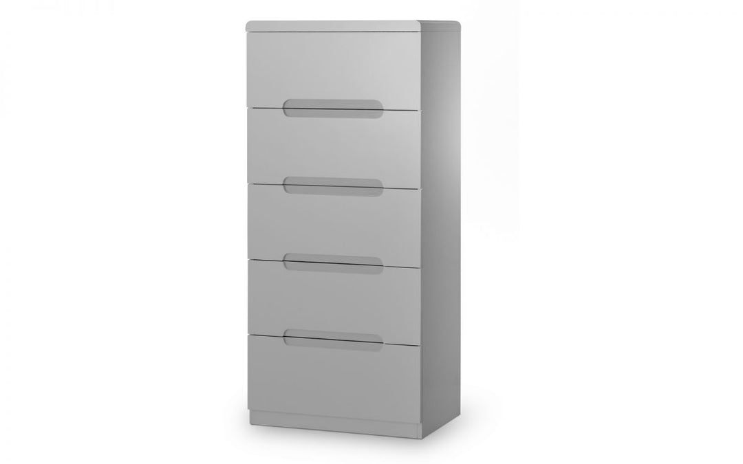 Manhattan 5 Drawer Narrow Chest - Grey - The Bed House