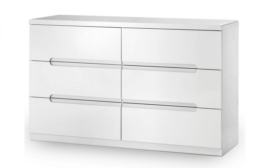 Manhattan 6 Drawer Wide Chest - White - The Bed House