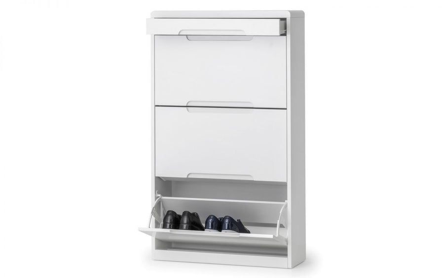 Manhattan Shoe Cabinet with Drawer - White - The Bed House