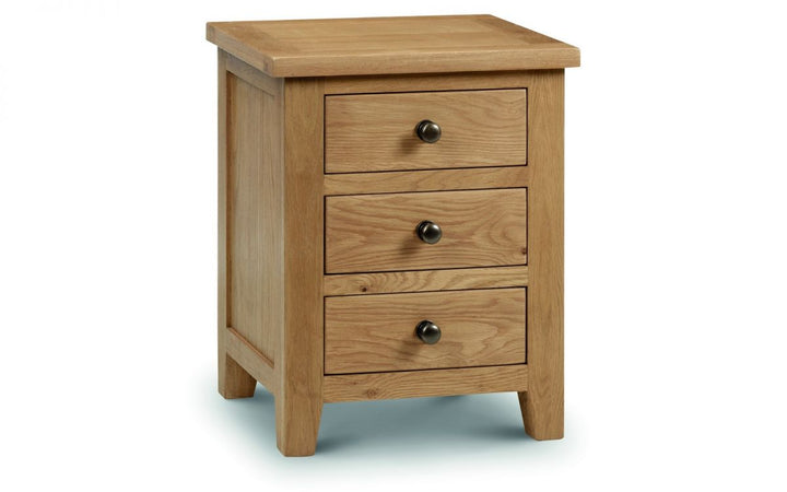 Marlborough Oak 3 Drawer Bedside - The Bed House