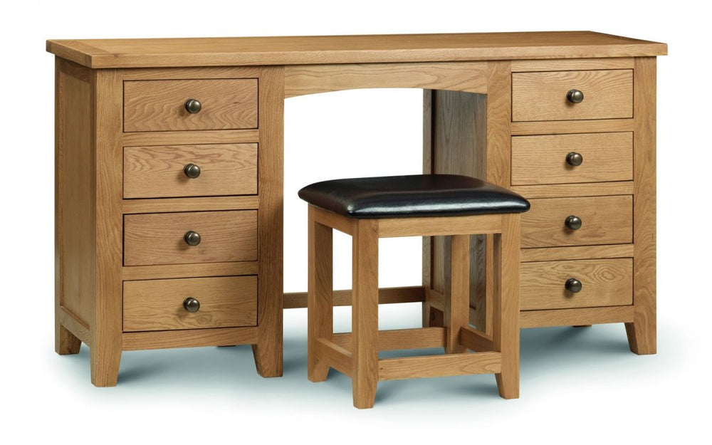 Marlborough Oak Twin Pedestal Dressing Table - The Bed House