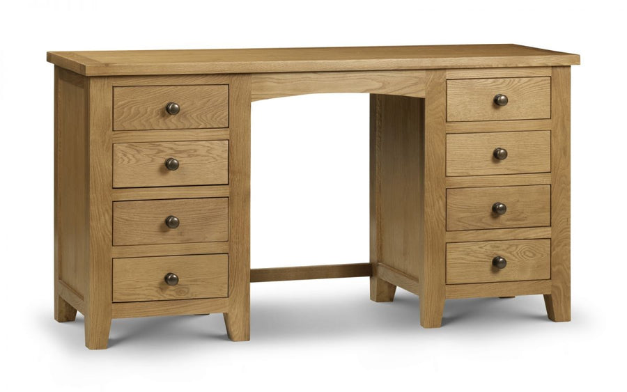 Marlborough Oak Twin Pedestal Dressing Table - The Bed House