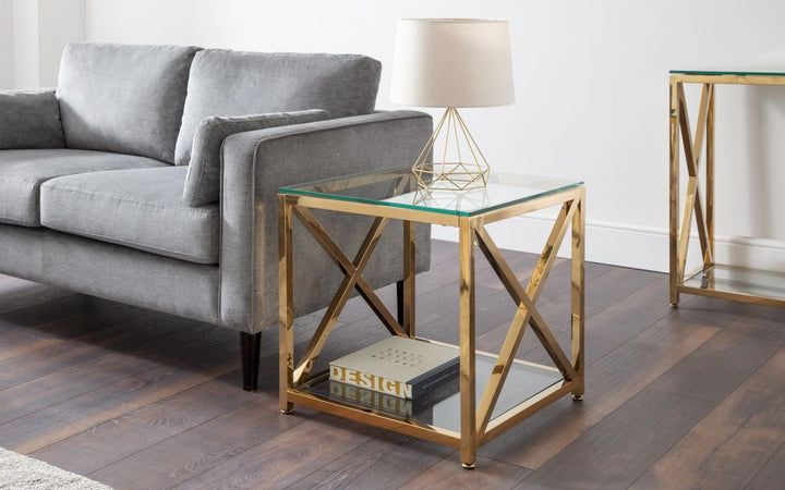 Miami Lamp Table - Gold - The Bed House